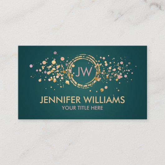 Monogram - roos marmer en goudspaar visitekaartje (Voorkant)