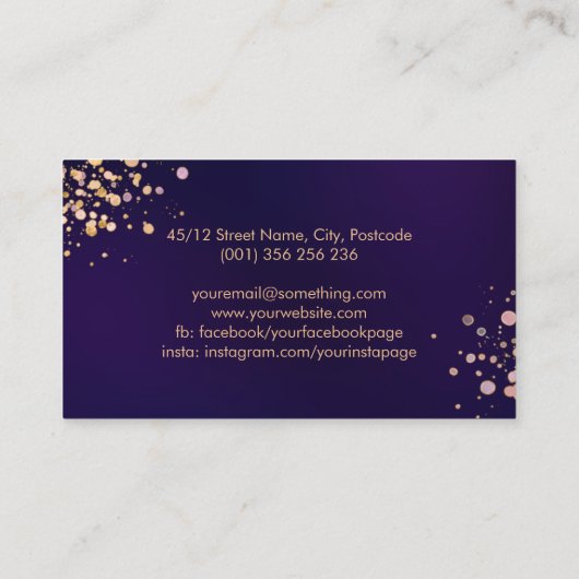 Monogram - roos marmer en goudspaar visitekaartje (Achterkant)