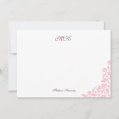 Monogram  Roos met roze stripe streepjescode Opmer Notitiekaartje (Voorkant)