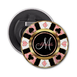 Monogram Roos Poker Chip Design Button Flesopener