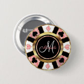 Monogram Roos Poker Chip Design Ronde Button 5,7 Cm (Voorkant /achterkant)