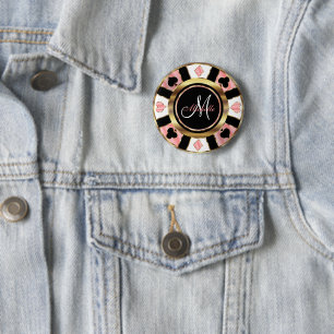Monogram Roos Poker Chip Design Ronde Button 5,7 Cm