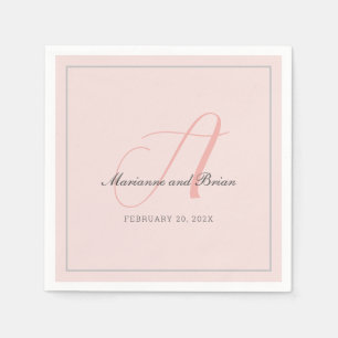 Monogram Roos Roze, Blush en Dove Grey Servet