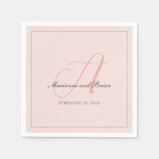 Monogram Roos Roze, Blush en Dove Grey Servet