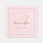 Monogram Roos Roze, Blush en Dove Grey Servet (Voorkant)