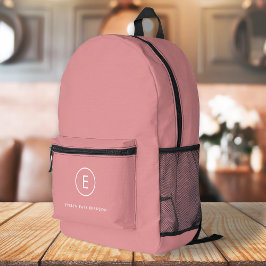 Monogram Roos Roze Feminine Girly Minimale Initiaa Bedrukte Rugzak