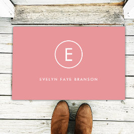 Monogram Roos Roze Feminine Girly Minimale Initiaa Deurmat