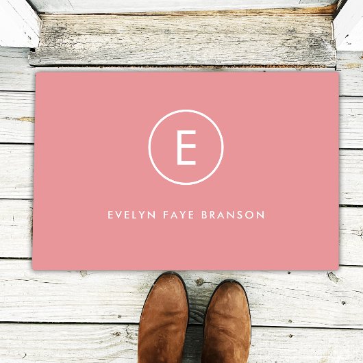 Monogram Roos Roze Feminine Girly Minimale Initiaa Deurmat