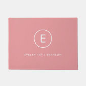 Monogram Roos Roze Feminine Girly Minimale Initiaa Deurmat (Voorkant)