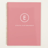 Monogram Roos Roze Feminine Girly Minimale Initiaa Planner (Voorkant)