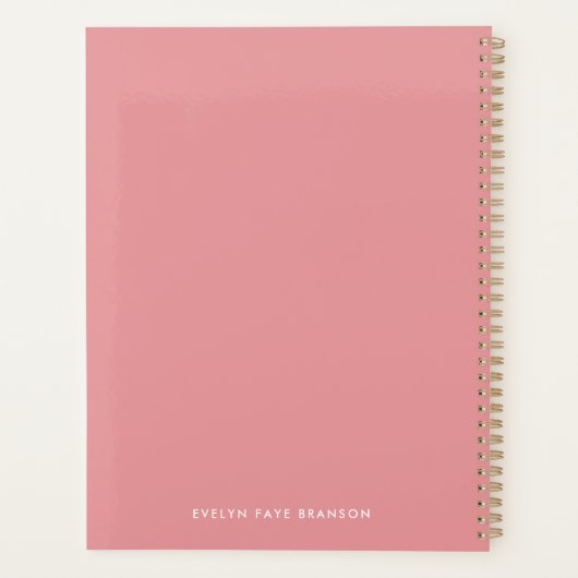 Monogram Roos Roze Feminine Girly Minimale Initiaa Planner (Achterkant)