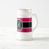 Monogram roos roze glitter diamantcirkel bierpul (Voorkant rechts)