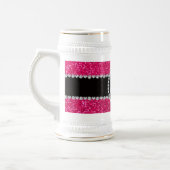 Monogram roos roze glitter diamantcirkel bierpul (Links)