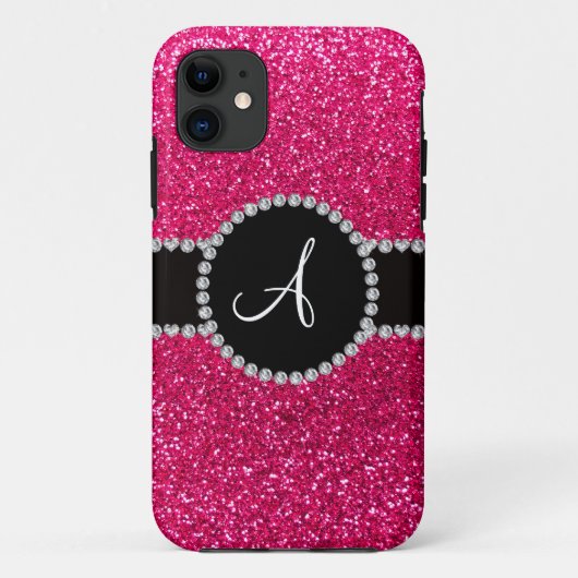 Monogram roos roze glitter diamantcirkel Case-Mate iPhone case (Achterkant)