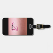 Monogram Roos Roze zwart Bagagelabel voor vrouwen (Voorkant horizontaal)