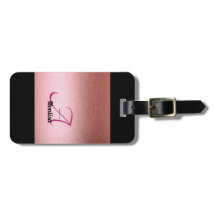 Monogram Roos Roze zwart Bagagelabel voor vrouwen