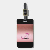 Monogram Roos Roze zwart Bagagelabel voor vrouwen (Voorkant verticaal)