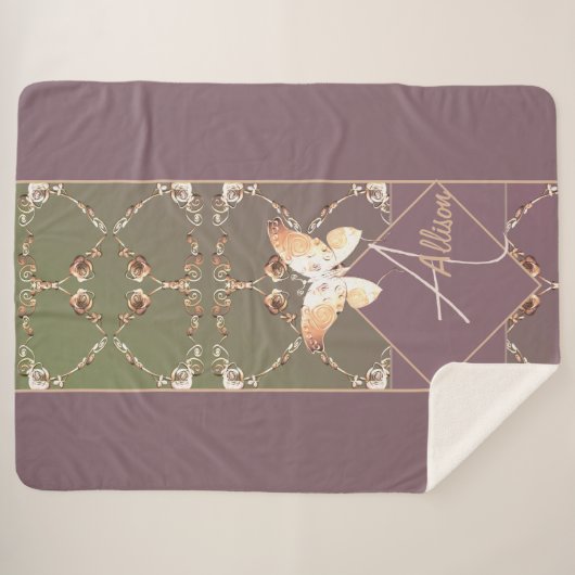 Monogram  Roos Sherpa Deken (Voorkant (horizontaal))