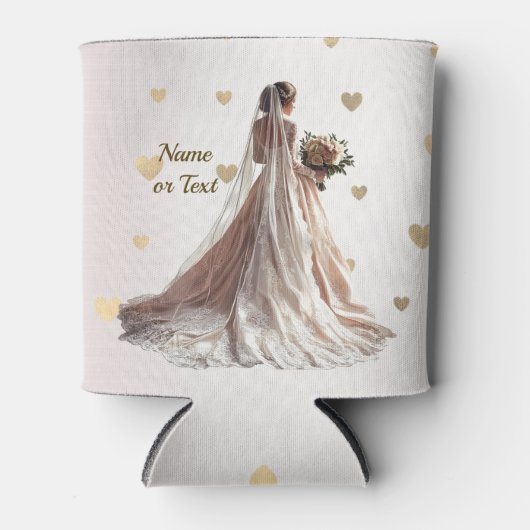 Monogram Roos Winter Bruid Golden Hearts Blikjeskoeler (Voorkant)