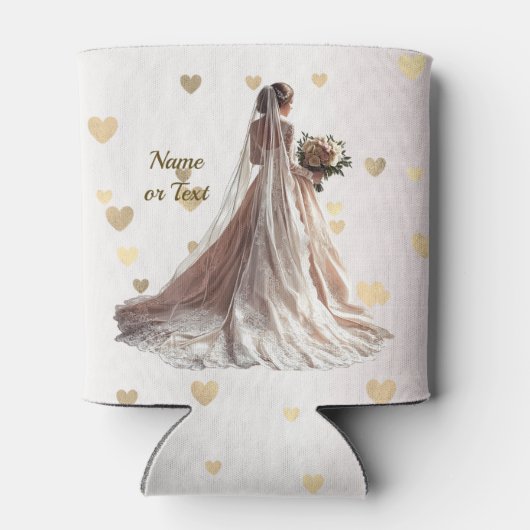 Monogram Roos Winter Bruid Golden Hearts Blikjeskoeler (Achterkant)