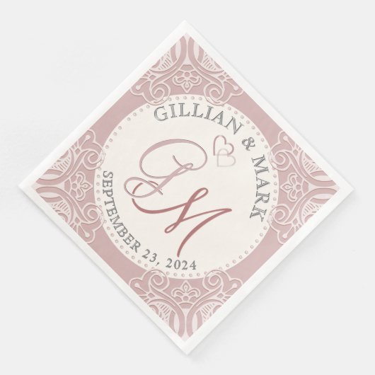 Monogram Roos & Zandbruiloft Servet (Hoek)