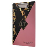 Monogram Roos, zwart en goudmarmer Klembord (Links)