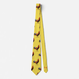Monogram Rooster Chicken Fun Yellow Stropdas