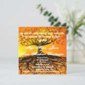 Monogram Roots of Love Square Wedding Invitation Kaart (Staand voorkant)