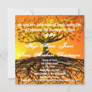 Monogram Roots of Love Square Wedding Invitation Kaart