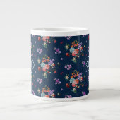 Monogram | Rose Bouquet Floral Pattern Grote Koffiekop (Voorkant)