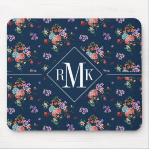 Monogram   Rose Bouquet Floral Pattern Muismat