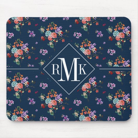 Monogram | Rose Bouquet Floral Pattern Muismat (Voorkant)
