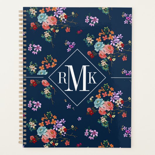 Monogram | Rose Bouquet Floral Pattern Planner (Voorkant)