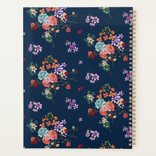 Monogram | Rose Bouquet Floral Pattern Planner (Achterkant)
