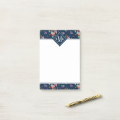 Monogram | Rose Bouquet Floral Pattern Post-it® Notes (Op bureau)