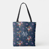Monogram | Rose Bouquet Floral Pattern Tote Bag (Achterkant)