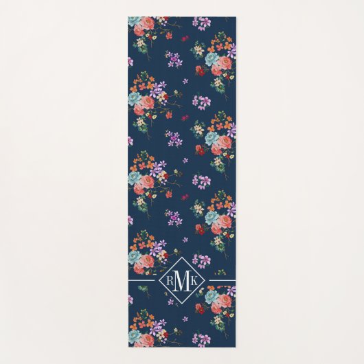 Monogram | Rose Bouquet Floral Pattern Yogamat (Voorkant)