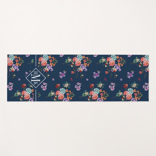 Monogram | Rose Bouquet Floral Pattern Yogamat (Voorkant (horizontaal))