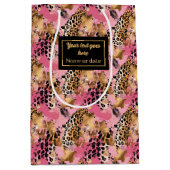 Monogram rose gold leopard skin watercolor bag medium cadeauzakje (Voorkant)