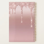 Monogram Rose Goud Drip Glitter Blush Roze Trendy Planner (Achterkant)