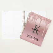 Monogram Rose Goud Drip Glitter Blush Roze Trendy Planner (Display)