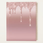Monogram Rose Goud Drip Glitter Blush Roze Trendy Planner (Achterkant)