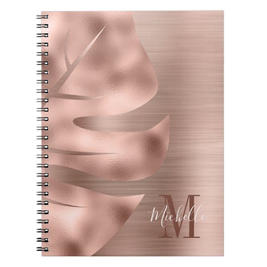 Monogram Rose Gouden Blad Notitieboek (Voorkant)