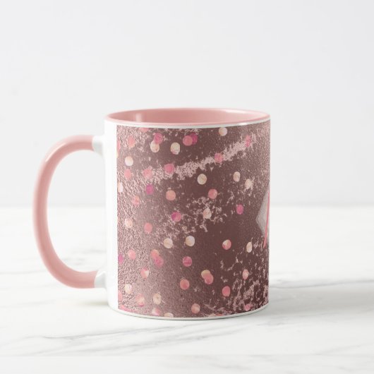 Monogram ROSEGOLD Metallic Folie Confetti Kijk Mok (Links)