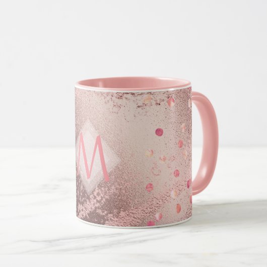 Monogram ROSEGOLD Metallic Folie Confetti Kijk Mok (Voorkant rechts)