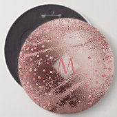 Monogram ROSEGOLD Metallic Folie Confetti Kijk Ronde Button 6,0 Cm (Voorkant /achterkant)
