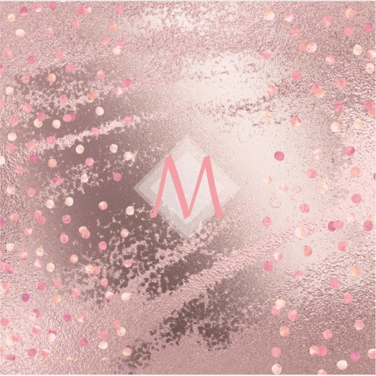 Monogram ROSEGOLD Metallic Folie Confetti Kijk Sticker (Voorkant)