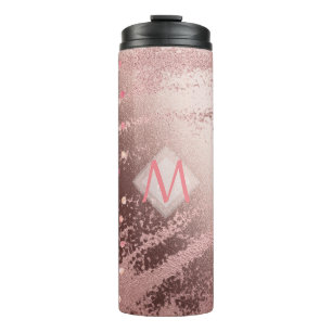 Monogram ROSEGOLD Metallic Folie Confetti Kijk Thermosbeker