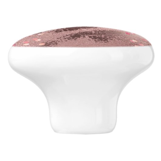Monogram ROSEGOLD Metallic Folie Confetti Look Keramische Knop (Zijkant)