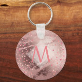 Monogram ROSEGOLD Metallic Folie Confetti Look Sleutelhanger (Voorkant)